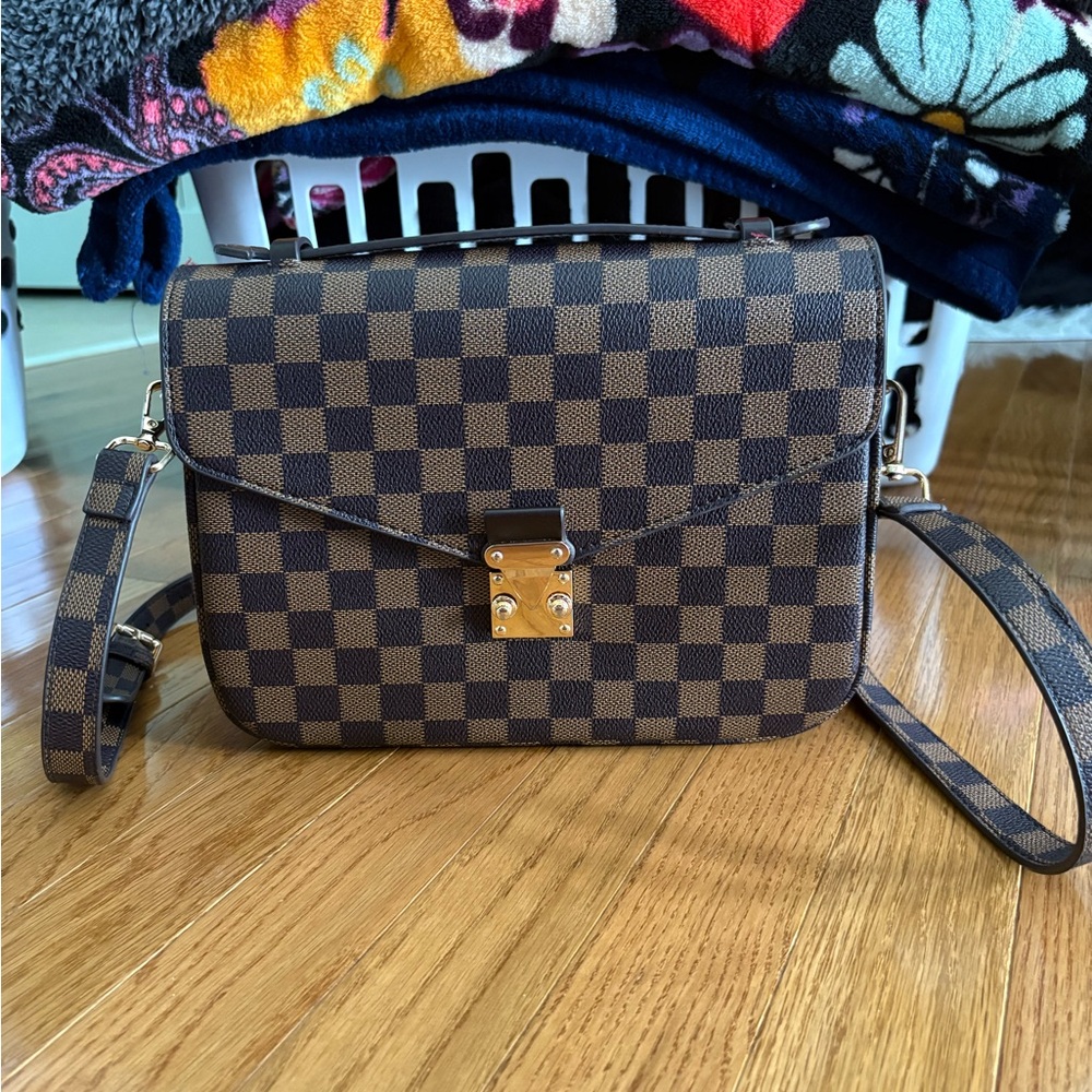 Checkered Brown Crossbody Bag